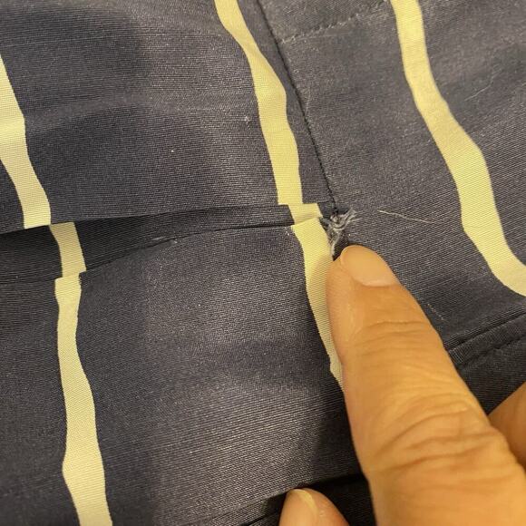 Kate Spade Short Sleeve 100% Silk Luxury Midi Shirt dress Navy White Striped Sz4 - Picture 11 of 12